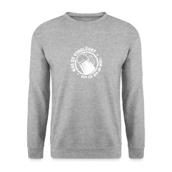 Vorglühen, Müsli, Bier - Unisex Pullover - Weißgrau meliert - Vorne - Alina (178cm) & Michal (187cm)