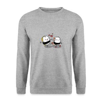 Sushi lovers - Unisex Sweatshirt - salt & pepper - Front - Alina (178cm) & Michal (187cm)
