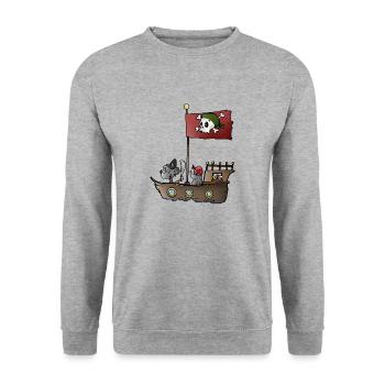 Bateau pirate avec la souris et la taupe - Sweat-shirt Unisexe - gris chiné - Devant - Alina (178cm) & Michal (187cm)