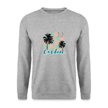 Cuba Caribbean Vacation Cruise - Unisex Sweatshirt - salt & pepper - Front - Alina (178cm) & Michal (187cm)