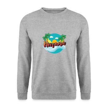 Havanna Kuba Karibik Urlaub Kreuzfahrt - Unisex Pullover - Weißgrau meliert - Vorne - Alina (178cm) & Michal (187cm)