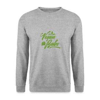 Mode de vie végétalien - "Vegan Babe" - Cadeau - Sweat-shirt Unisexe - gris chiné - Devant - Alina (178cm) & Michal (187cm)