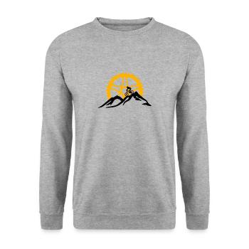 Mountainbike - MTB Mountainbiker Geschenk - Unisex Pullover - Weißgrau meliert - Vorne - Alina (178cm) & Michal (187cm)