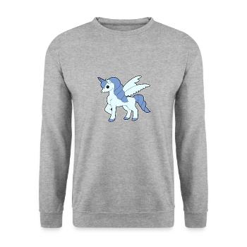 Einhorn Flügel stolz Geschenk Idee - Unisex Pullover - Weißgrau meliert - Vorne - Alina (178cm) & Michal (187cm)