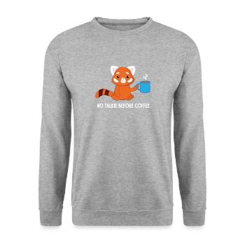Red Panda - cat bear - coffee - morning muffle - Unisex Sweatshirt - salt & pepper - Front - Alina (178cm) & Michal (187cm)