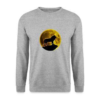 Löwe - Unisex Pullover - Weißgrau meliert - Vorne - Alina (178cm) & Michal (187cm)