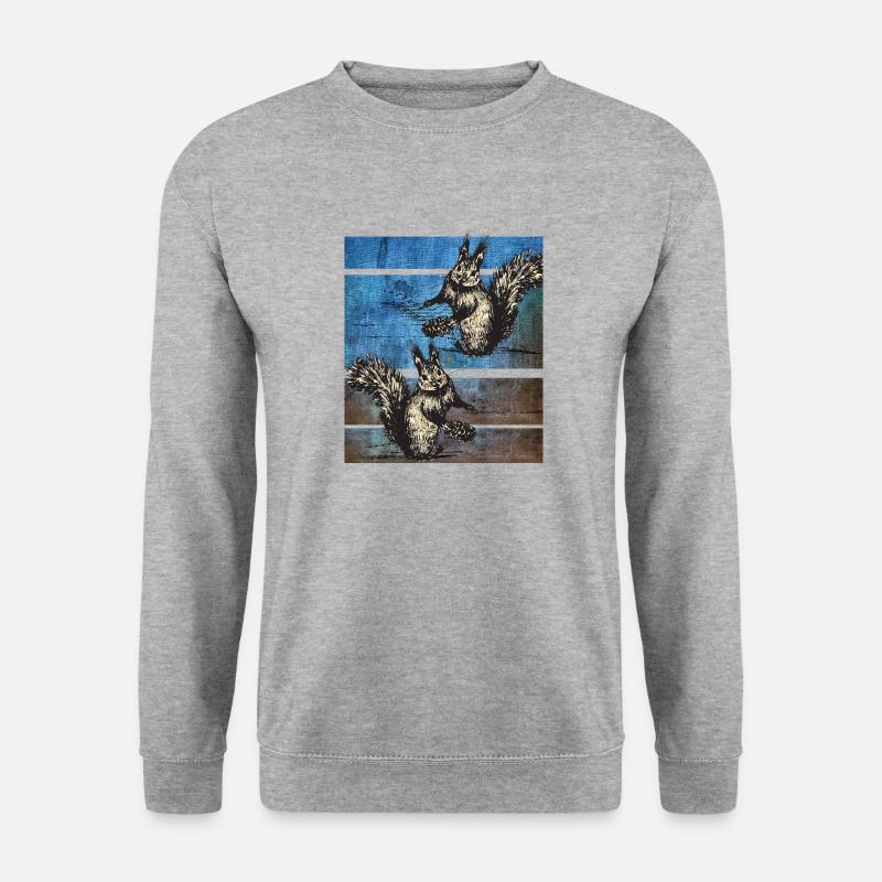 Eichhörnchen Retro - Unisex Pullover - Weißgrau meliert