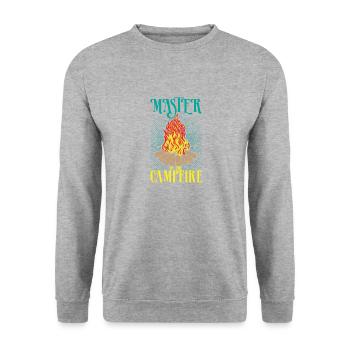 Maître feu de camp Camping Camper Tentes Cadeau - Sweat-shirt Unisexe - gris chiné - Devant - Alina (178cm) & Michal (187cm)