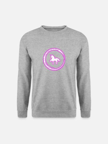 Glühen-Kreis-Rosa-Einhorn-Neon-glühender Effekt Retro - Unisex Pullover - Weißgrau meliert