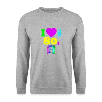 I Love The 80s T-Shirt Neon Punk Rocker Glowing - Unisex Sweatshirt - salt & pepper - Front - Alina (178cm) & Michal (187cm)