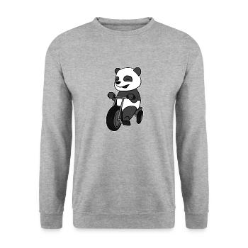 Panda Tricycle T-Shirt Funny Sichuan Panda - Sweat-shirt Unisexe - gris chiné - Devant - Alina (178cm) & Michal (187cm)