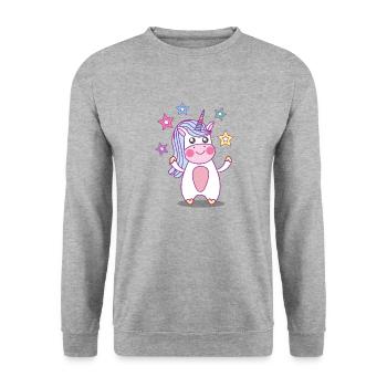 Petite Licorne - Bébé Licorne - Sweat-shirt Unisexe - gris chiné - Devant - Alina (178cm) & Michal (187cm)