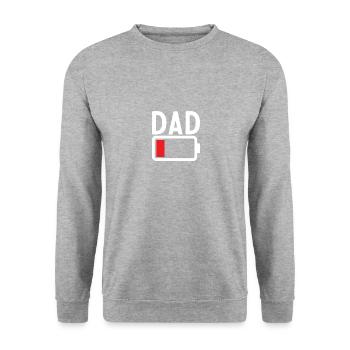 Funny Low Battery Dad daddy and son gift - Unisex Sweatshirt - salt & pepper - Front - Alina (178cm) & Michal (187cm)