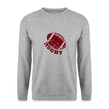 Rugby Football Geschenk Fan Rugbyspieler - Unisex Pullover - Weißgrau meliert - Vorne - Alina (178cm) & Michal (187cm)