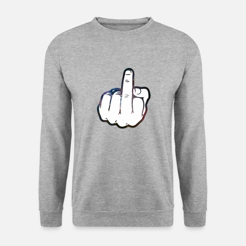 Mittelfinger Comic - Unisex Pullover - Weißgrau meliert
