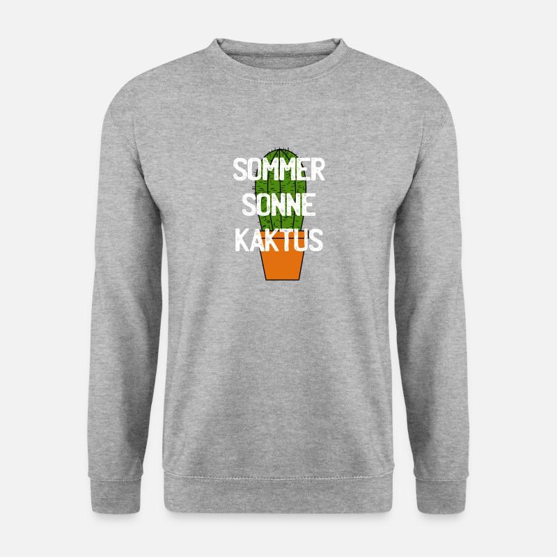 Sommer Sonne Kaktus - Unisex Pullover - Weißgrau meliert