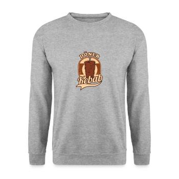 I love Döner / Ich liebe Döner - Unisex Pullover - Weißgrau meliert - Vorne - Alina (178cm) & Michal (187cm)