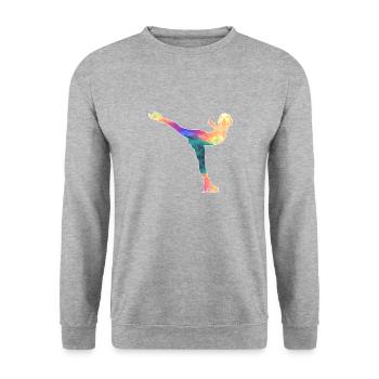 Eiskunstläuferin / Eiskunstläufer / Eiskunstlauf - Unisex Pullover - Weißgrau meliert - Vorne - Alina (178cm) & Michal (187cm)