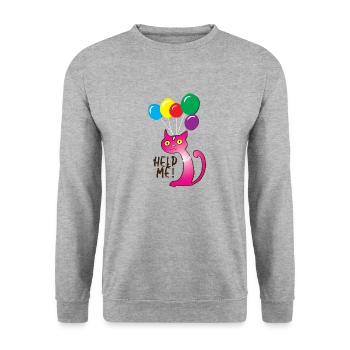 Cat Help me, Help me - Unisex Sweatshirt - salt & pepper - Front - Alina (178cm) & Michal (187cm)