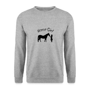 Horse Girl - les amoureux des chevaux et des poneys - Sweat-shirt Unisexe - gris chiné - Devant - Alina (178cm) & Michal (187cm)