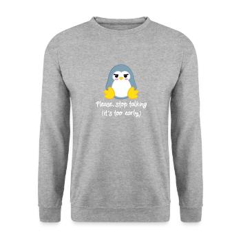 Pingouin - pingouins - motif pingouin - moufle du matin - Sweat-shirt Unisexe - gris chiné - Devant - Alina (178cm) & Michal (187cm)