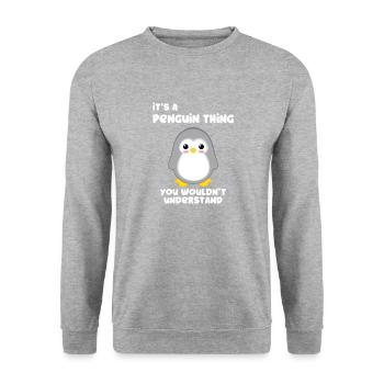 Penguin - penguins - penguin motif - penguin fan - Unisex Sweatshirt - salt & pepper - Front - Alina (178cm) & Michal (187cm)