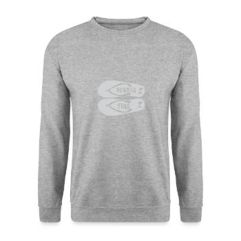 Summer Time Sommer Urlaub Flip Flop - Unisex Pullover - Weißgrau meliert - Vorne - Alina (178cm) & Michal (187cm)