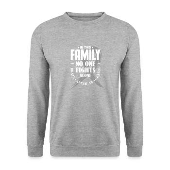 In This Family No One Fights Alone Brain Cancer Sh - Unisex Pullover - Weißgrau meliert - Vorne - Alina (178cm) & Michal (187cm)
