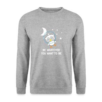 Eule - Uhu - Kauz - Eulen T-Shirt - Be Yourself - Unisex Pullover - Weißgrau meliert - Vorne - Alina (178cm) & Michal (187cm)