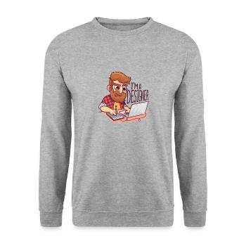 Ich bin Designer - I am a designer - Unisex Pullover - Weißgrau meliert - Vorne - Alina (178cm) & Michal (187cm)