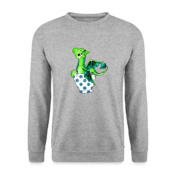 Dragon in the cup Mythical creature - Unisex Sweatshirt - salt & pepper - Front - Alina (178cm) & Michal (187cm)