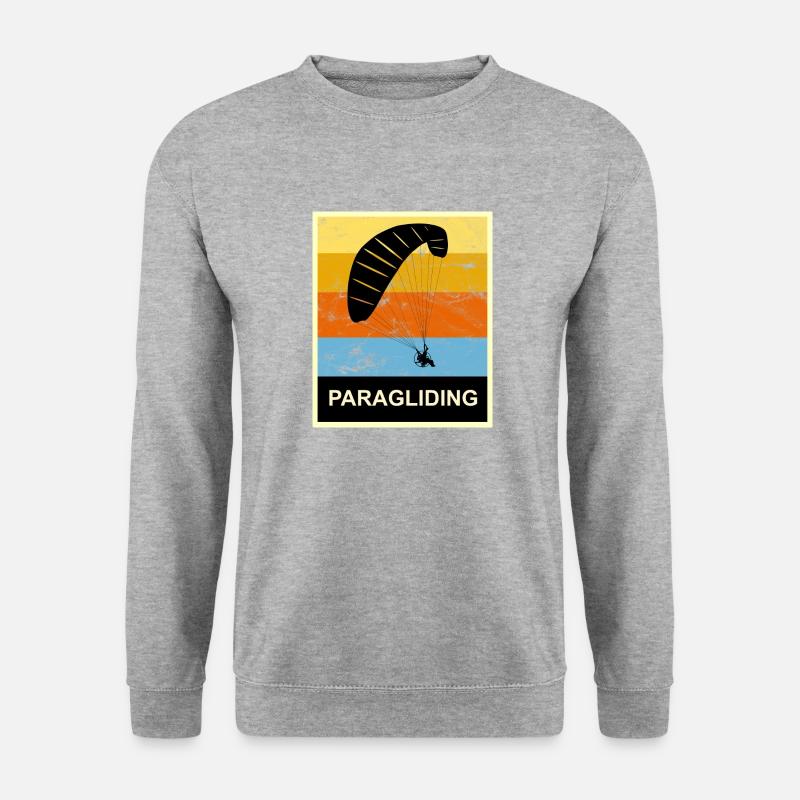 Gleitschirm Fliegen Vintage Geschenk Retro - Unisex Pullover - Weißgrau meliert