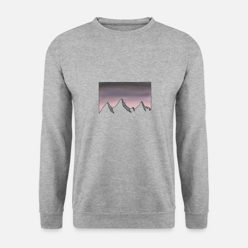 Berge Sternenhimmel Nacht - Unisex Pullover - Weißgrau meliert