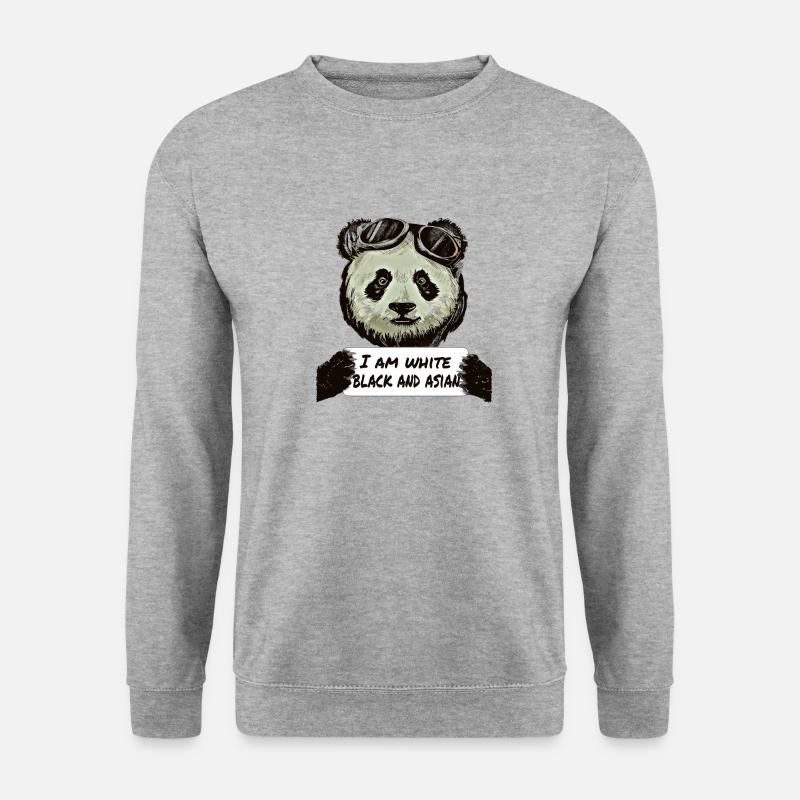 Cool Pilot Panda - Unisex Pullover - Weißgrau meliert
