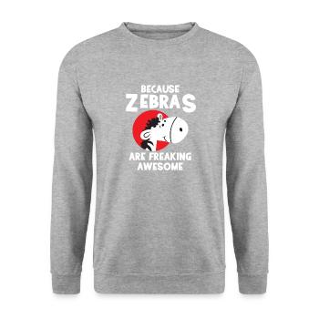 Zebra - Zebras - Zebrafan - Geschenk - Awesome - Unisex Pullover - Weißgrau meliert - Vorne - Alina (178cm) & Michal (187cm)
