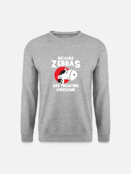 Zebra - Zebras - Zebrafan - Geschenk - Awesome - Unisex Pullover - Weißgrau meliert