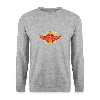 Egyptian Goddess Isis Sacred Egypt Archaeologist - Unisex Pullover - Weißgrau meliert - Vorne - Alina (178cm) & Michal (187cm)