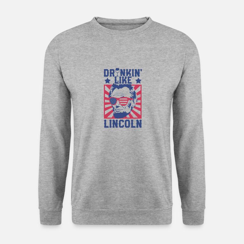 Drinking Like Lincoln Independence Day - Unisex Pullover - Weißgrau meliert