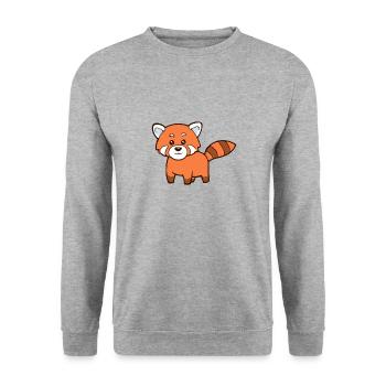 Roter Panda - Unisex Pullover - Weißgrau meliert - Vorne - Alina (178cm) & Michal (187cm)