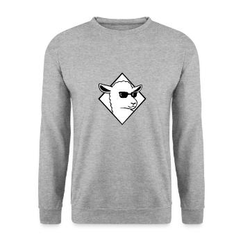 Schaf - Unisex Pullover - Weißgrau meliert - Vorne - Alina (178cm) & Michal (187cm)