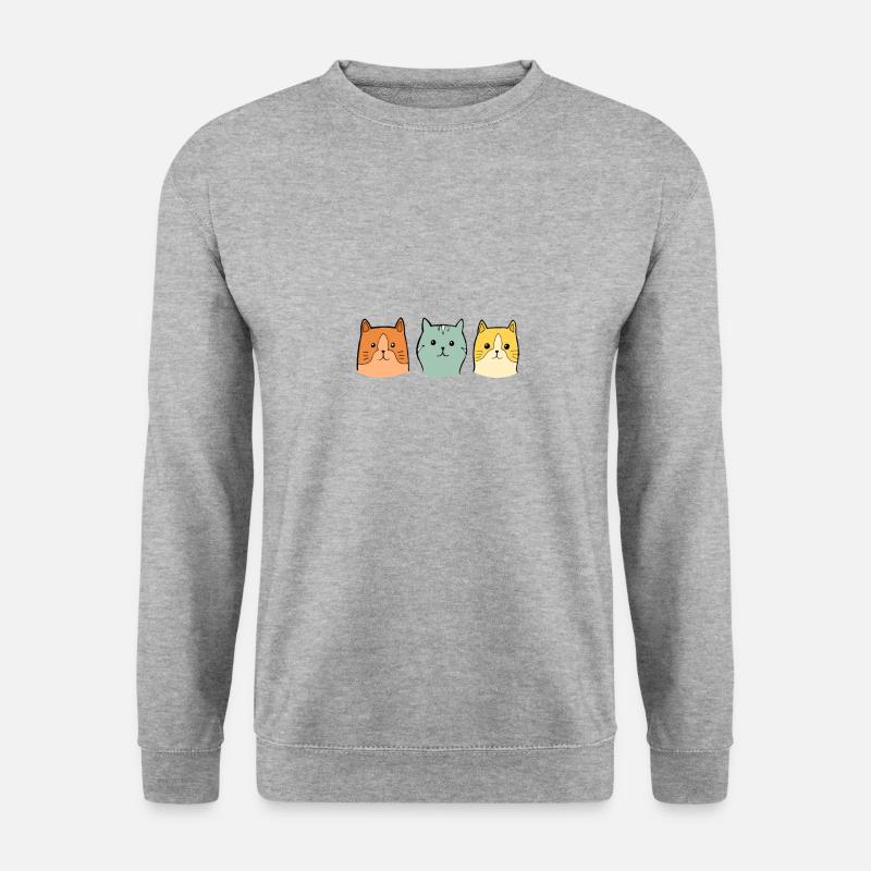 Katzen - Unisex Pullover - Weißgrau meliert