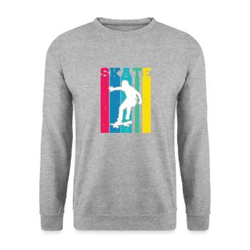SKATE Vintage Skate Skateboard T-Shirt - Unisex Pullover - Weißgrau meliert - Vorne - Alina (178cm) & Michal (187cm)