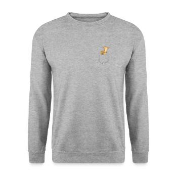 Tuba Pocket Tuba spielen Musikinstrument Geschenk - Unisex Pullover - Weißgrau meliert - Vorne - Alina (178cm) & Michal (187cm)