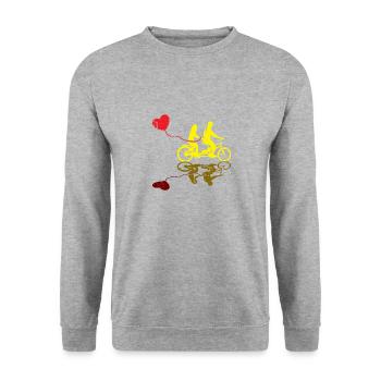Hochzeitsgeschenk Fahrrad Tandem Geschenk - Unisex Pullover - Weißgrau meliert - Vorne - Alina (178cm) & Michal (187cm)
