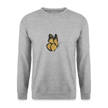 Schmetterling Gelber Falter - Unisex Pullover - Weißgrau meliert - Vorne - Alina (178cm) & Michal (187cm)