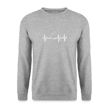 fishing - Unisex Sweatshirt - salt & pepper - Front - Alina (178cm) & Michal (187cm)