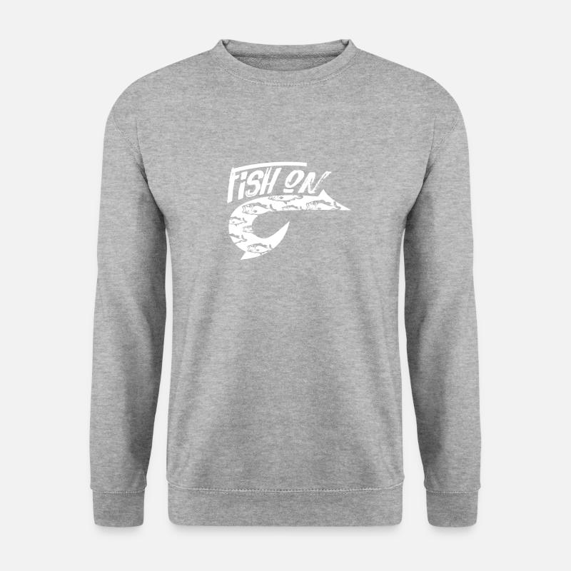 Angeln - Unisex Pullover - Weißgrau meliert