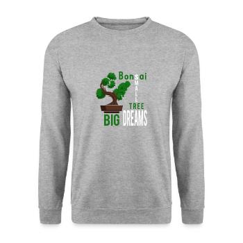 Small Tree Big Dreams Bonsai Gardener Gift - Unisex Sweatshirt - salt & pepper - Front - Alina (178cm) & Michal (187cm)