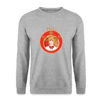 Zodiac - Horoscope - Aries - Gift - Unisex Sweatshirt - salt & pepper - Front - Alina (178cm) & Michal (187cm)