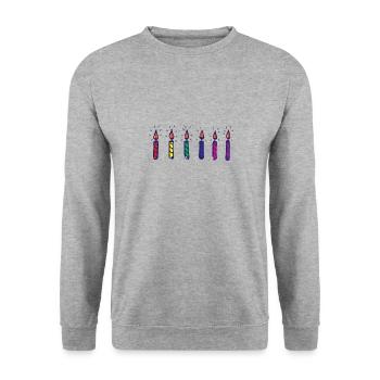 Bougies Six bougies d'anniversaire - Sweat-shirt Unisexe - gris chiné - Devant - Alina (178cm) & Michal (187cm)